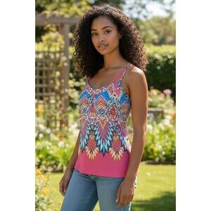 Y2K Nicole Miller Boho Satin Tank Top, Size Medium,Read